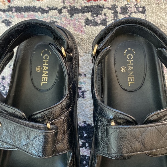 Chanel black leather cc GHW dad sandals 40C - Picture 5 of 9